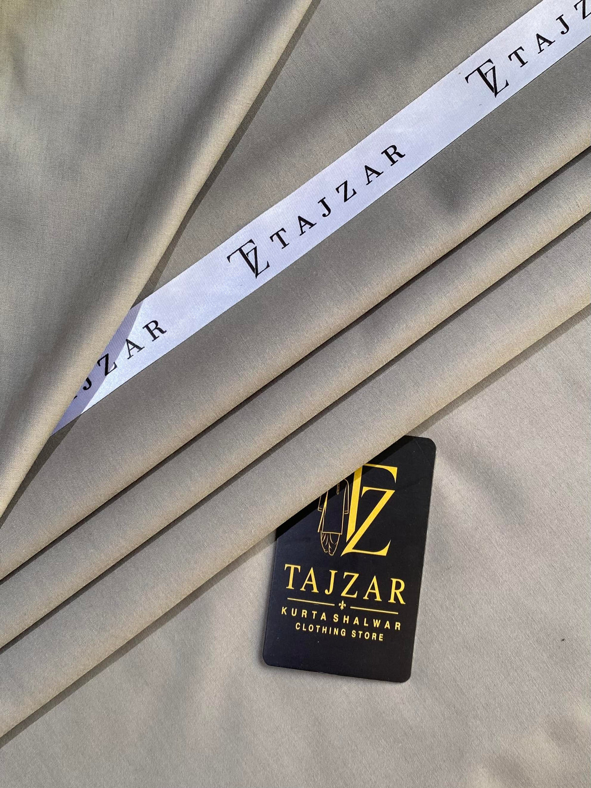 Tajzar Light Olive Grey Wash & Wear Suit – Premium Unstitched Fabric
